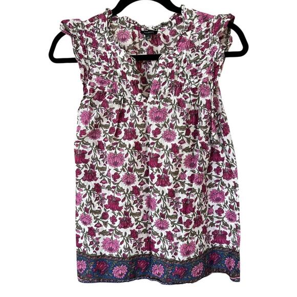 Talbots Women's Enchanting Floral Pintuck Yoke Shell Top Size Small - Picture 3 of 5